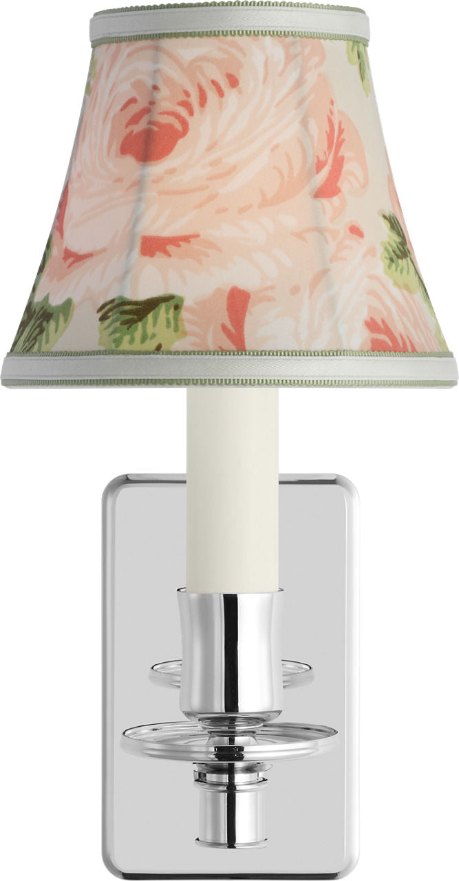 Tara 11" Sconce | Polished Nickel | Schumacher Blush Salisbury Chintz Bell Empire Shade