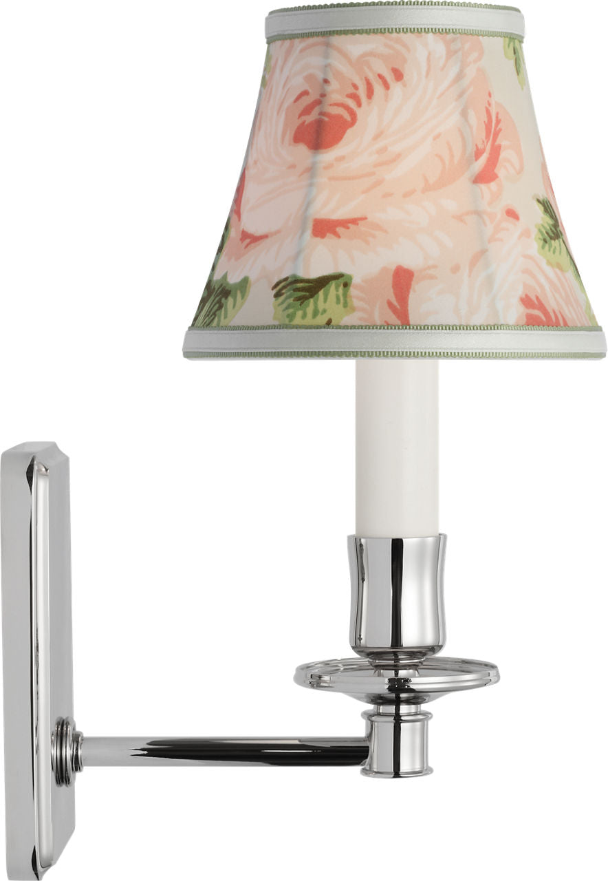 Tara 11" Sconce | Polished Nickel | Schumacher Blush Salisbury Chintz Bell Empire Shade