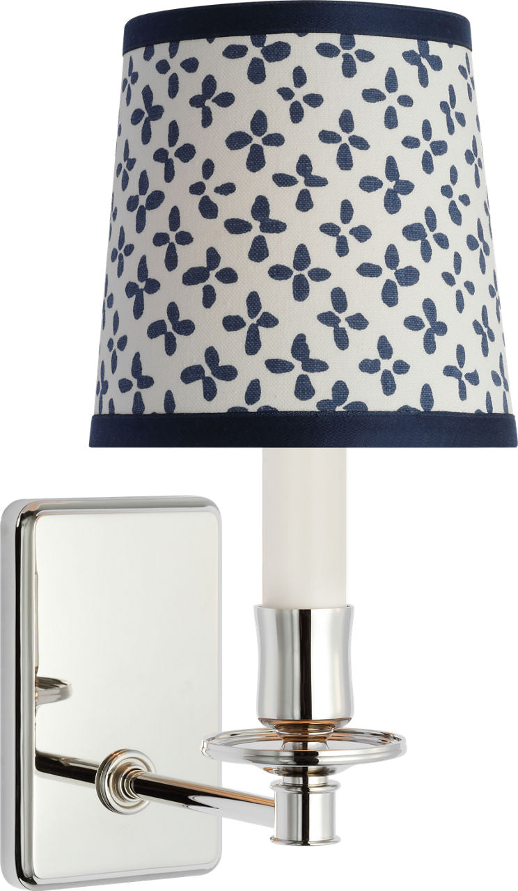 Tara 12" Sconce | Polished Nickel | Schumacher Blue Emerson Empire Shade