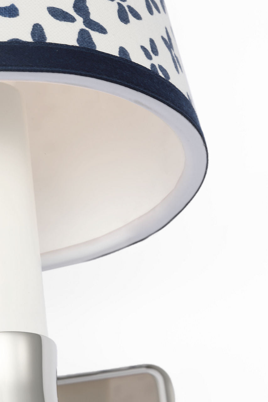 Tara 12" Sconce | Polished Nickel | Schumacher Blue Emerson Empire Shade