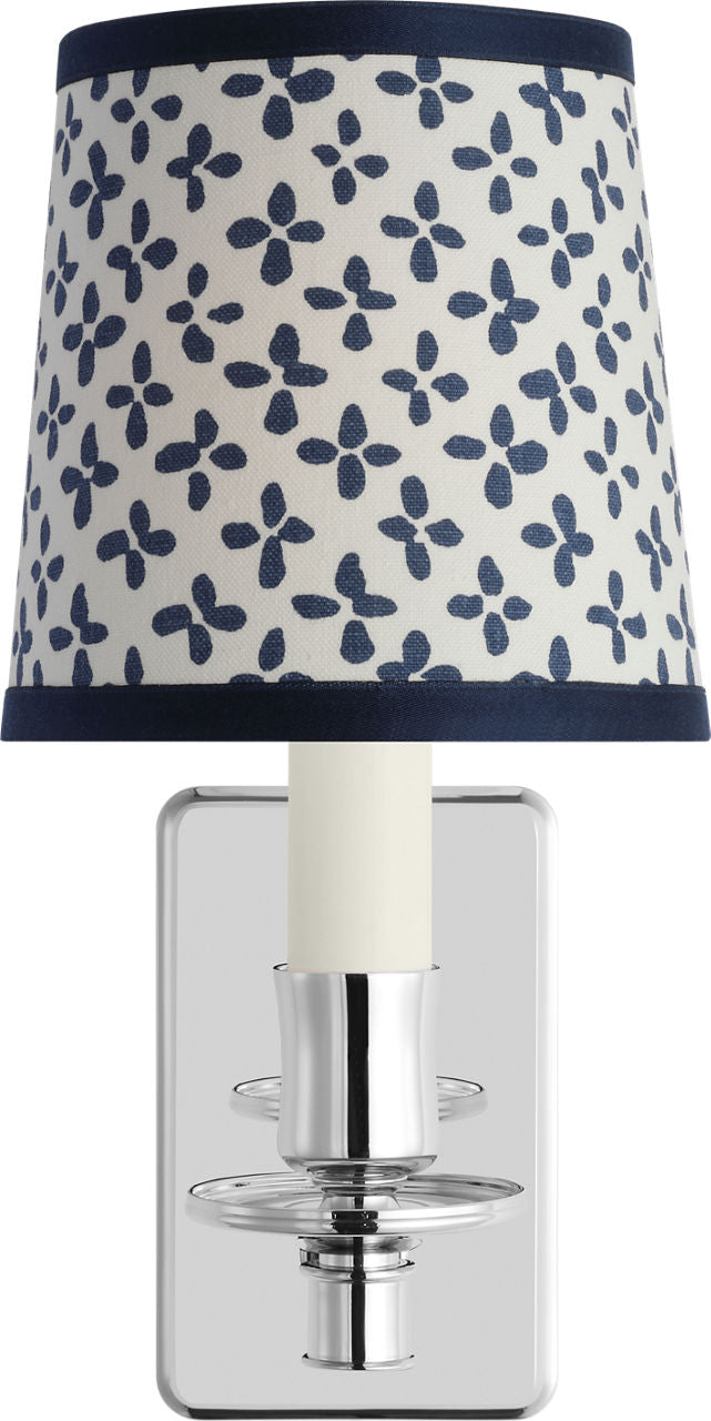 Tara 12" Sconce | Polished Nickel | Schumacher Blue Emerson Empire Shade