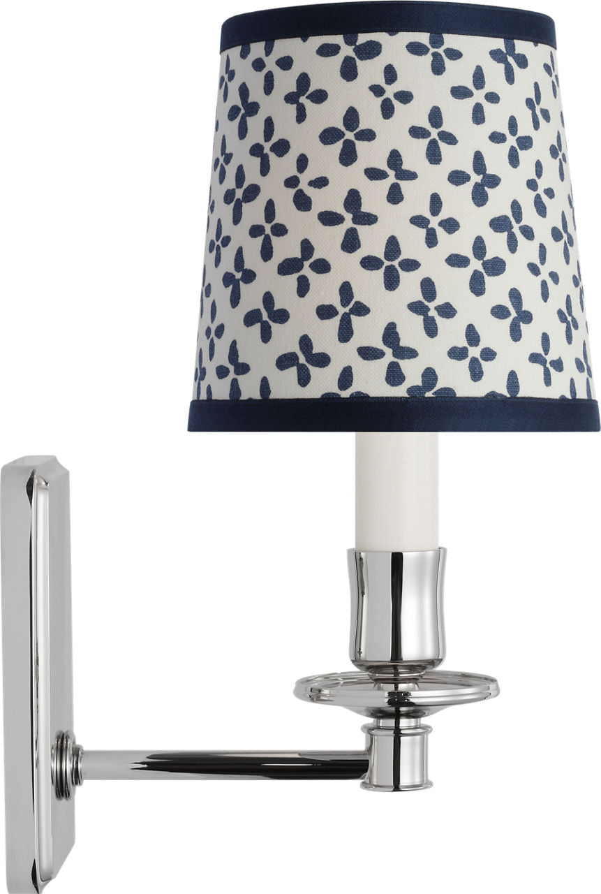 Tara 12" Sconce | Polished Nickel | Schumacher Blue Emerson Empire Shade
