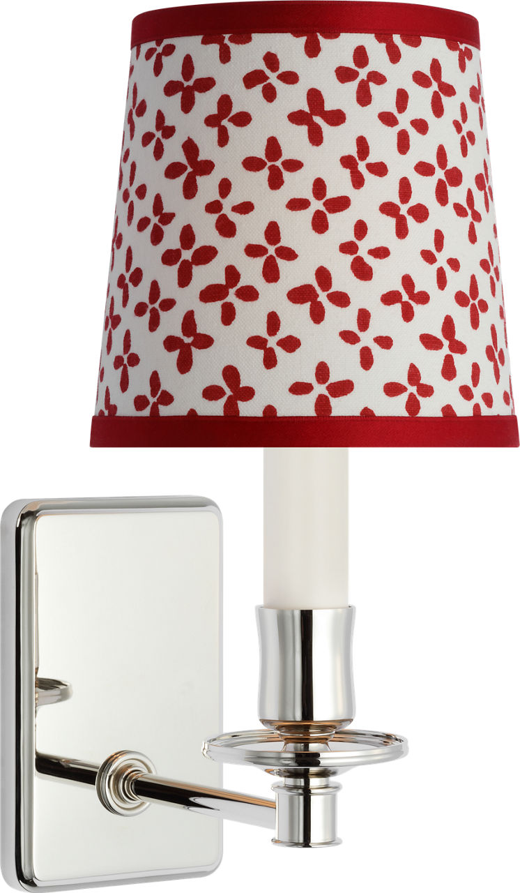 Tara 12" Sconce | Polished Nickel | Schumacher Red Emerson Empire Shade