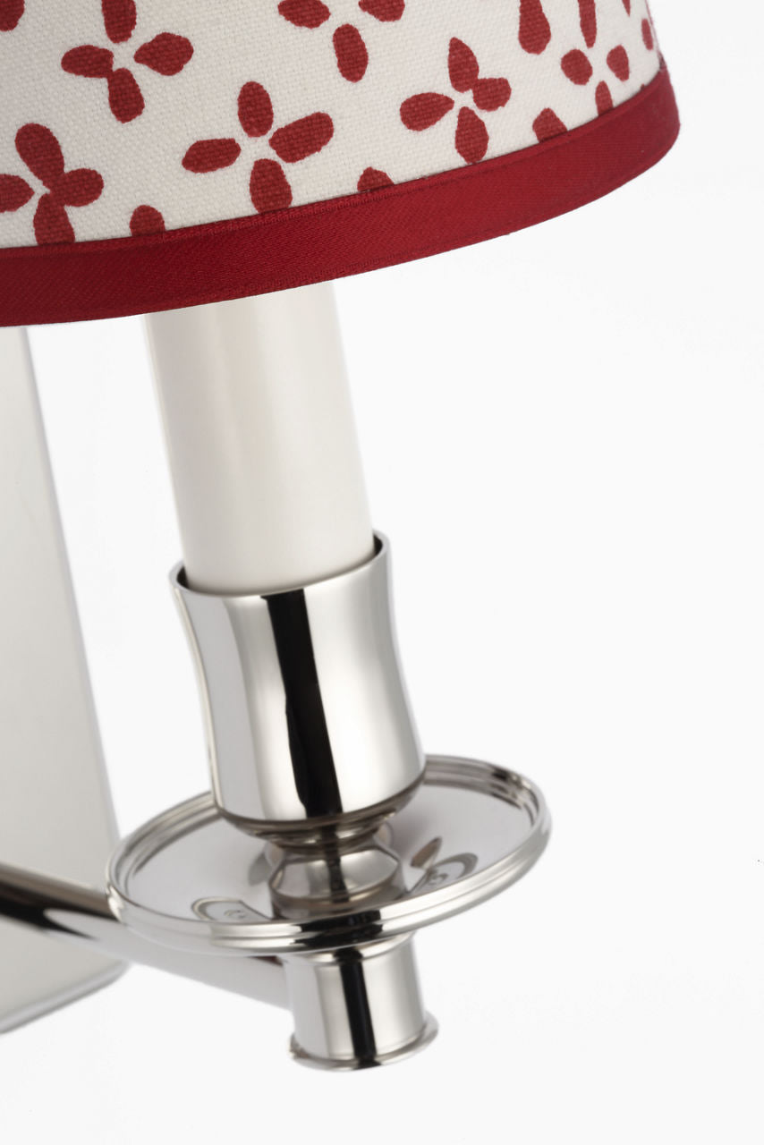Tara 12" Sconce | Polished Nickel | Schumacher Red Emerson Empire Shade