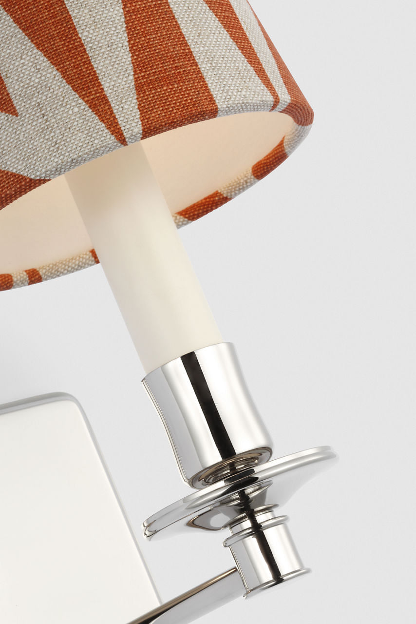 Tara 12" Sconce | Polished Nickel | Schumacher Brick Amero Empire Shade