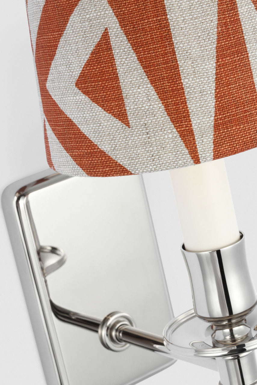 Tara 12" Sconce | Polished Nickel | Schumacher Brick Amero Empire Shade