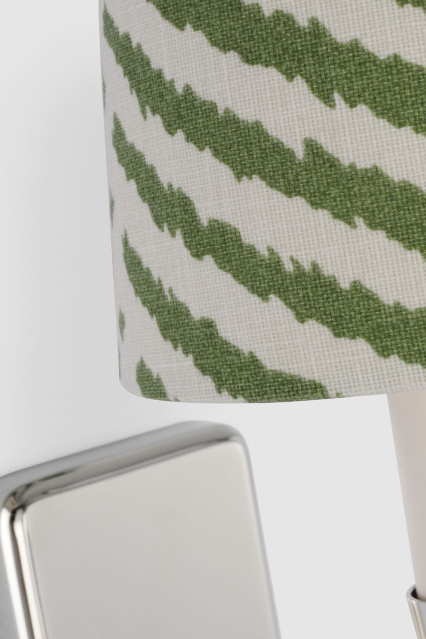 Tara 12" Sconce | Polished Nickel | Schumacher Verde La Jolla Empire Shade
