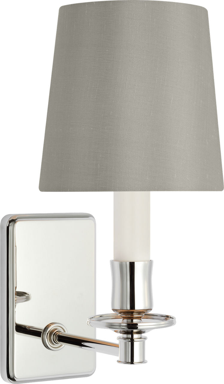 Tara 12" Sconce | Polished Nickel | 5 | 5" Mist Silk Empire Shade