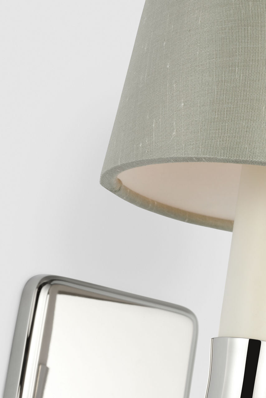 Tara 12" Sconce | Polished Nickel | 5 | 5" Mist Silk Empire Shade