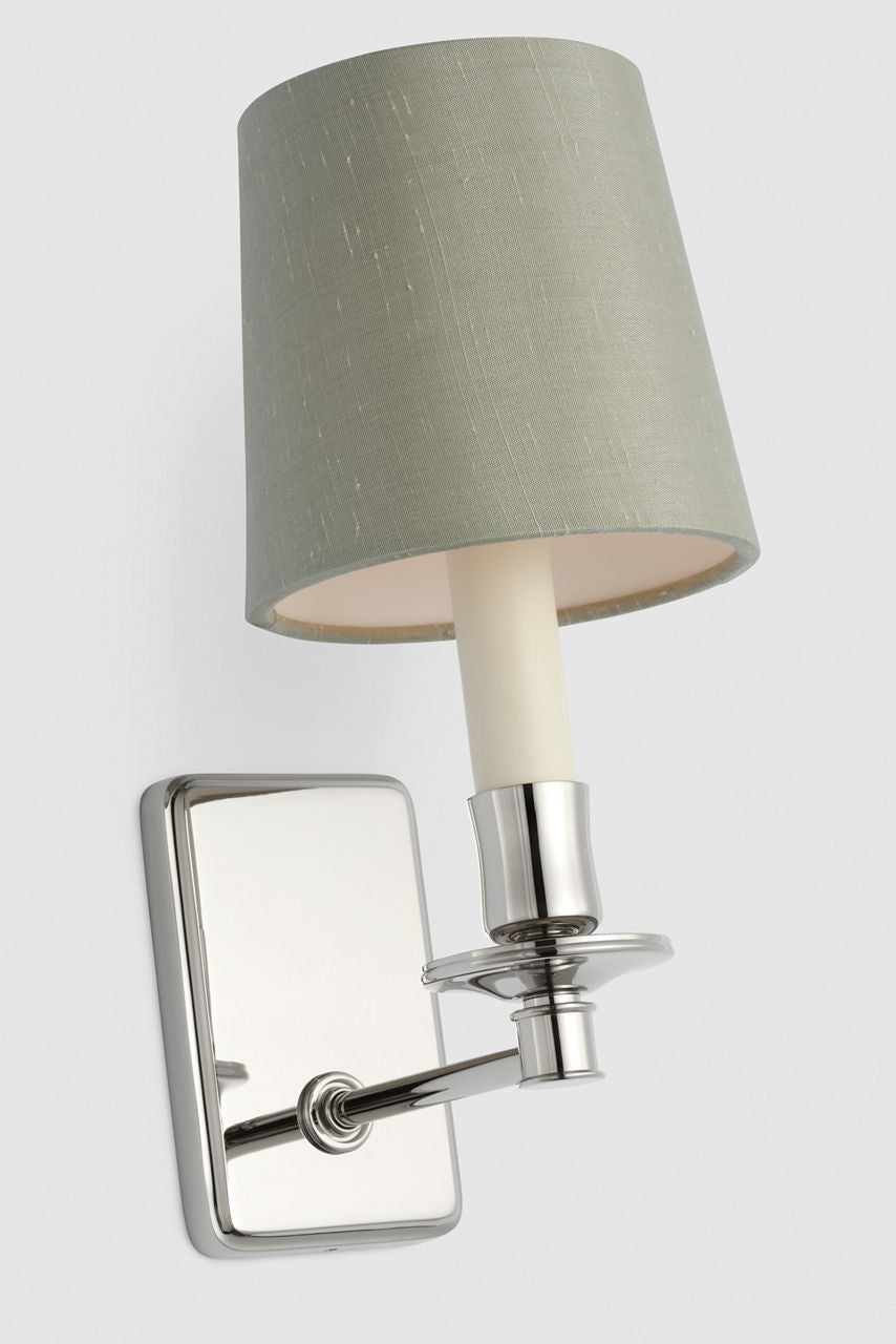 Tara 12" Sconce | Polished Nickel | 5 | 5" Mist Silk Empire Shade