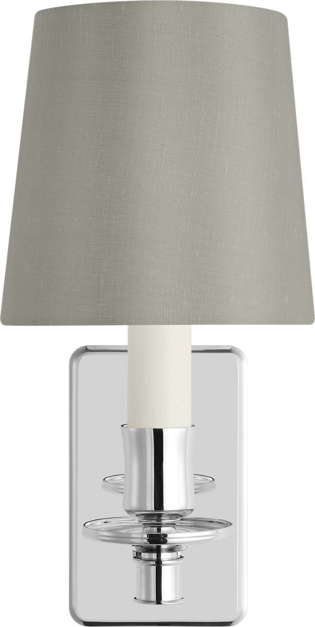 Tara 12" Sconce | Polished Nickel | 5 | 5" Mist Silk Empire Shade