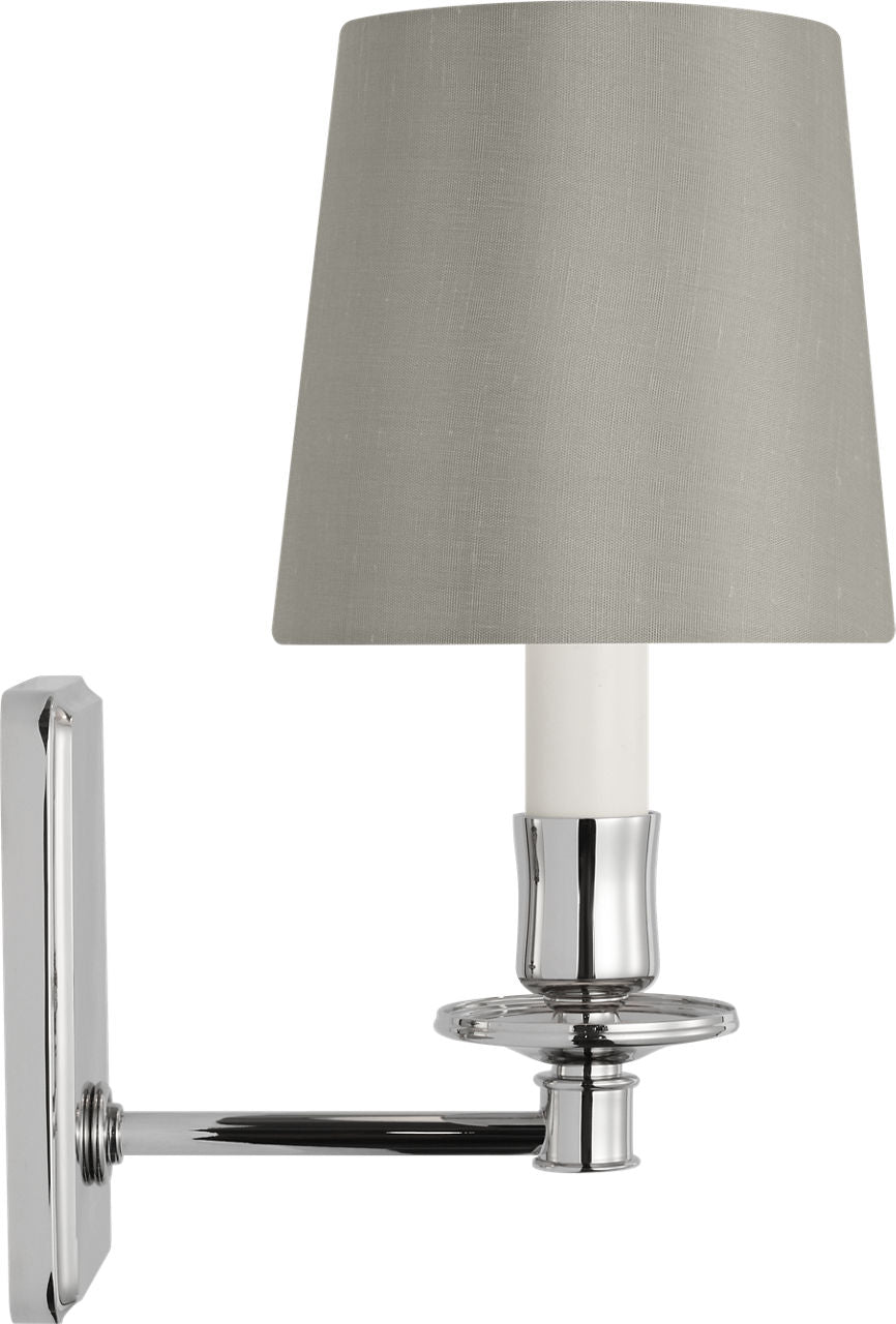 Tara 12" Sconce | Polished Nickel | 5 | 5" Mist Silk Empire Shade