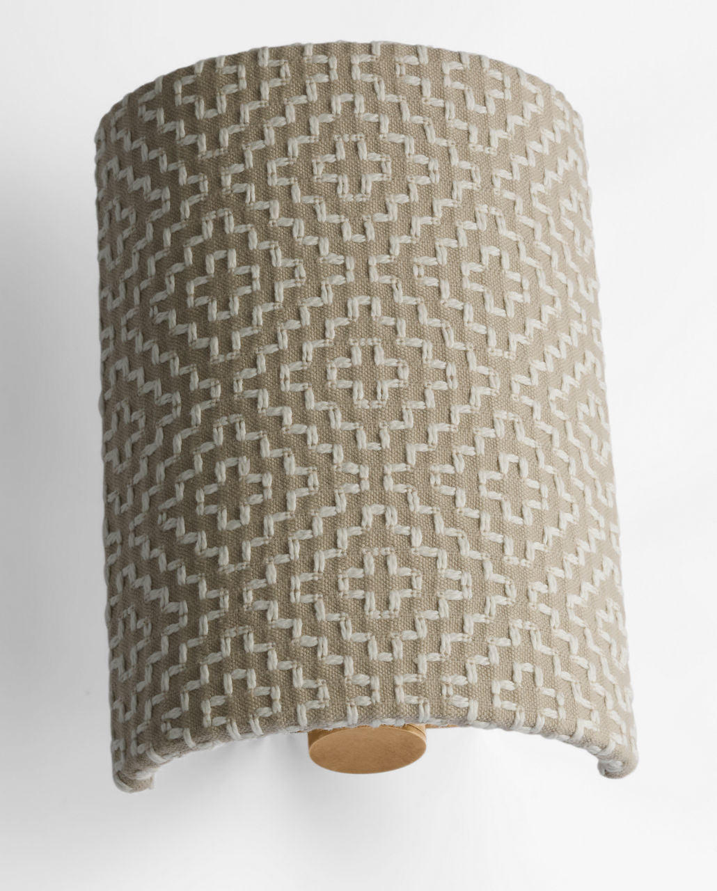 Maeve 8" Shield Sconce | Hand-Rubbed Antique Brass | Schumacher Dove Soho Weave Shield