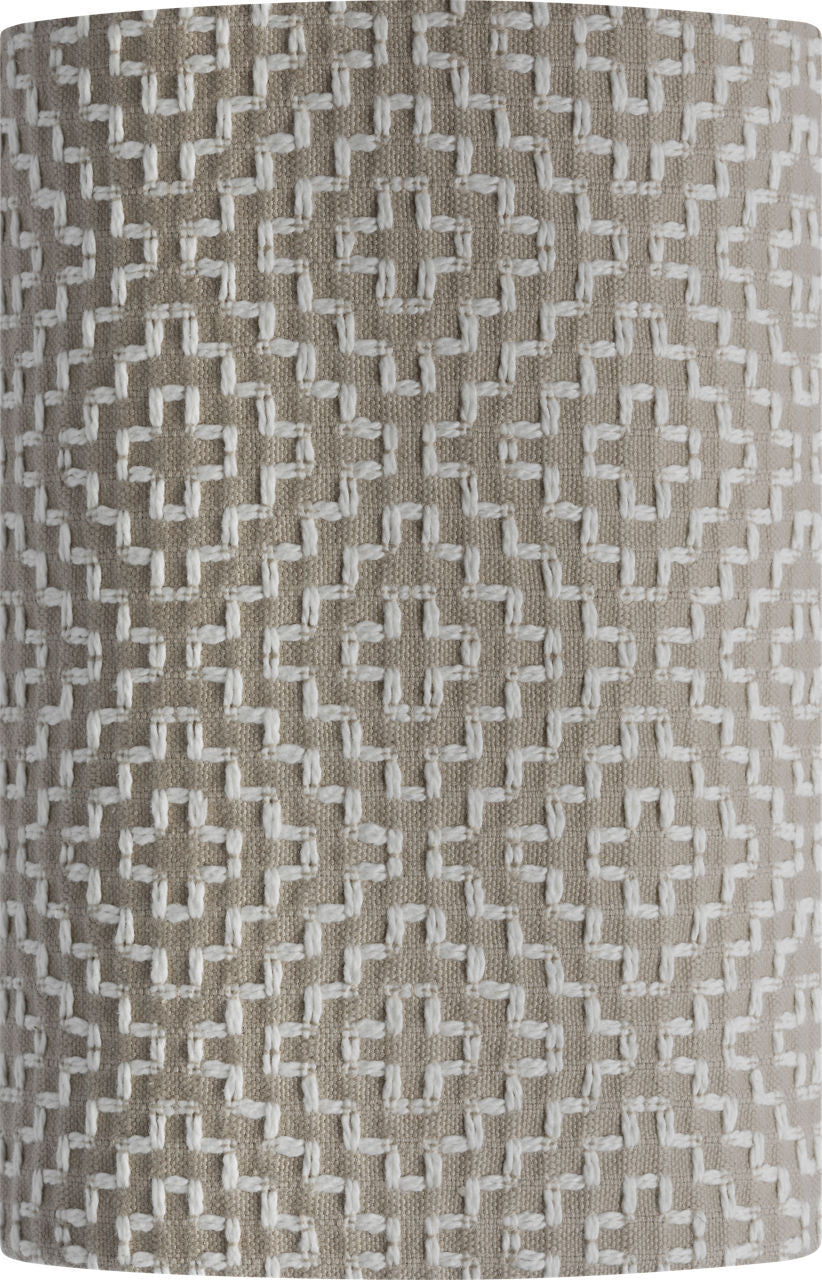 Maeve 8" Shield Sconce | Hand-Rubbed Antique Brass | Schumacher Dove Soho Weave Shield