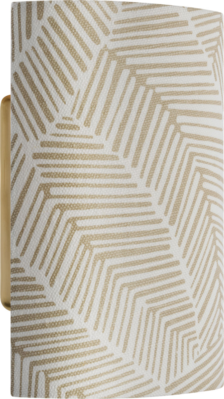 Maeve 8" Shield Sconce | Hand-Rubbed Antique Brass | Schumacher Taupe Abstract Leaf Shield