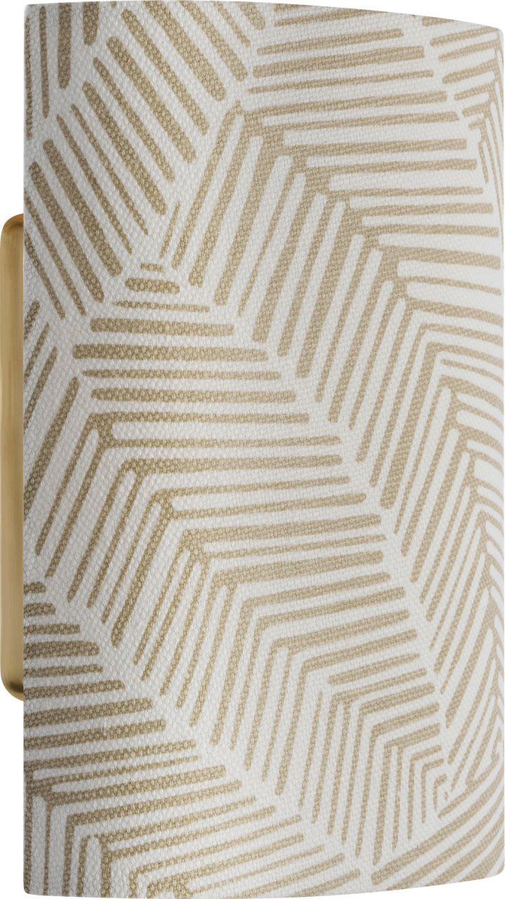 Maeve 8" Shield Sconce | Hand-Rubbed Antique Brass | Schumacher Taupe Abstract Leaf Shield