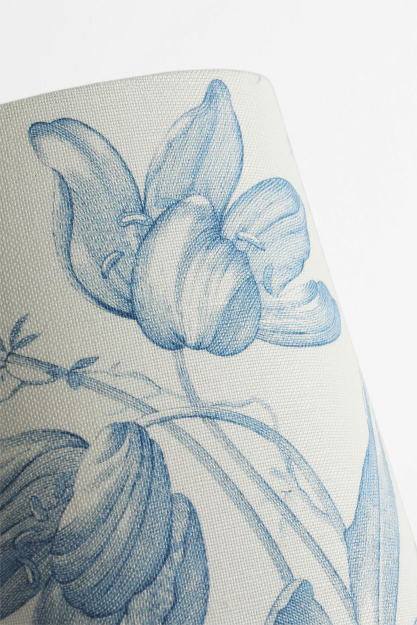 Maeve 8" Shield Sconce | Hand-Rubbed Antique Brass | Schumacher Delft Toile De Fleurs Shield