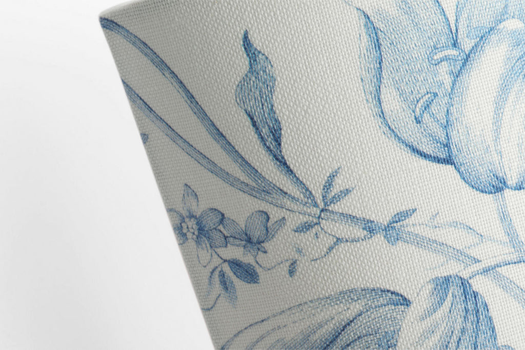 Maeve 8" Shield Sconce | Hand-Rubbed Antique Brass | Schumacher Delft Toile De Fleurs Shield