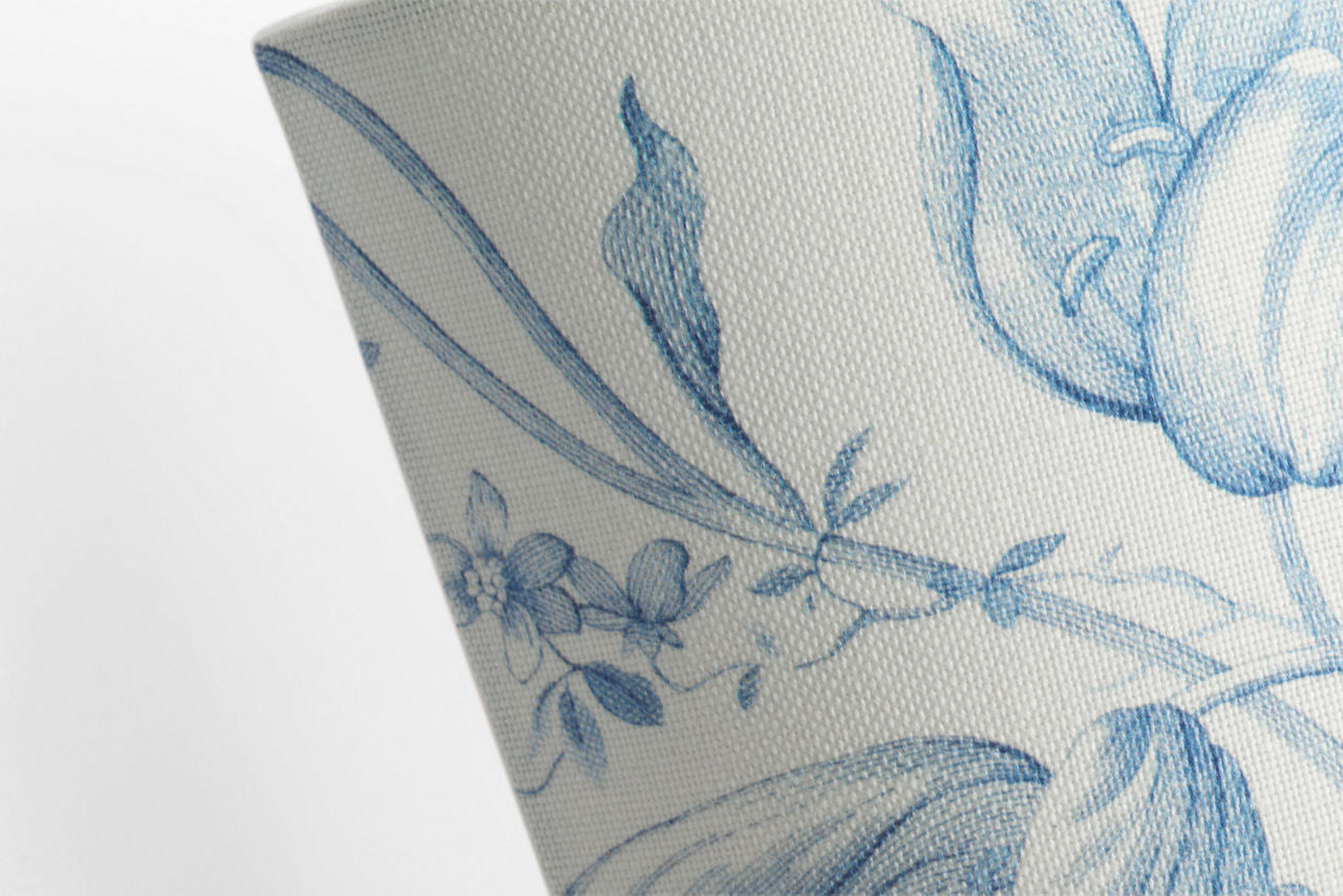 Maeve 8" Shield Sconce | Hand-Rubbed Antique Brass | Schumacher Delft Toile De Fleurs Shield