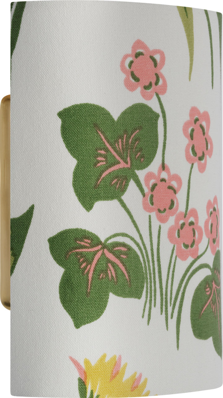Maeve 8" Shield Sconce | Hand-Rubbed Antique Brass | Schumacher Pink Carly Shield