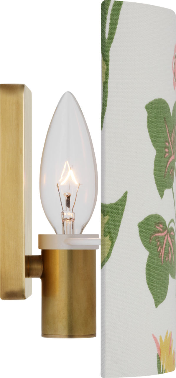 Maeve 8" Shield Sconce | Hand-Rubbed Antique Brass | Schumacher Pink Carly Shield