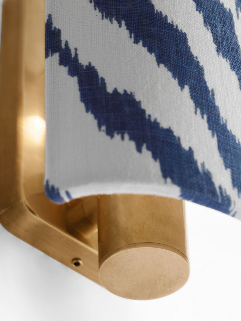 Maeve 8" Shield Sconce | Hand-Rubbed Antique Brass | Schumacher Blue Quincy Shield