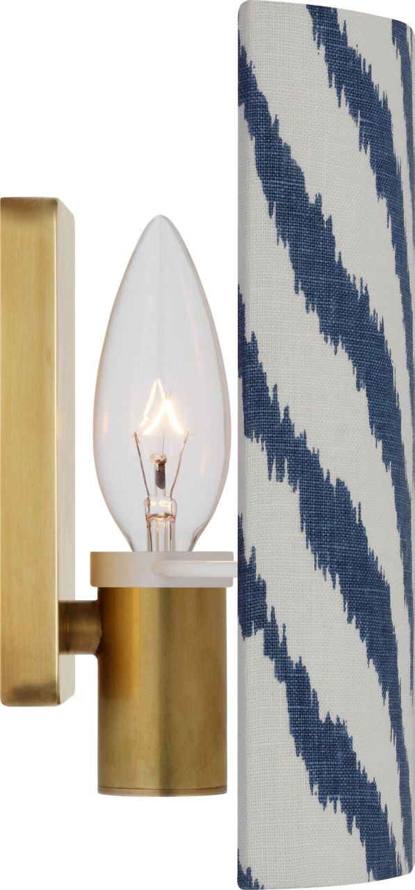 Maeve 8" Shield Sconce | Hand-Rubbed Antique Brass | Schumacher Blue Quincy Shield