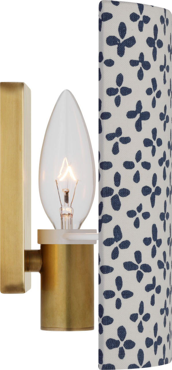 Maeve 8" Shield Sconce | Hand-Rubbed Antique Brass | Schumacher Blue Emerson Shield