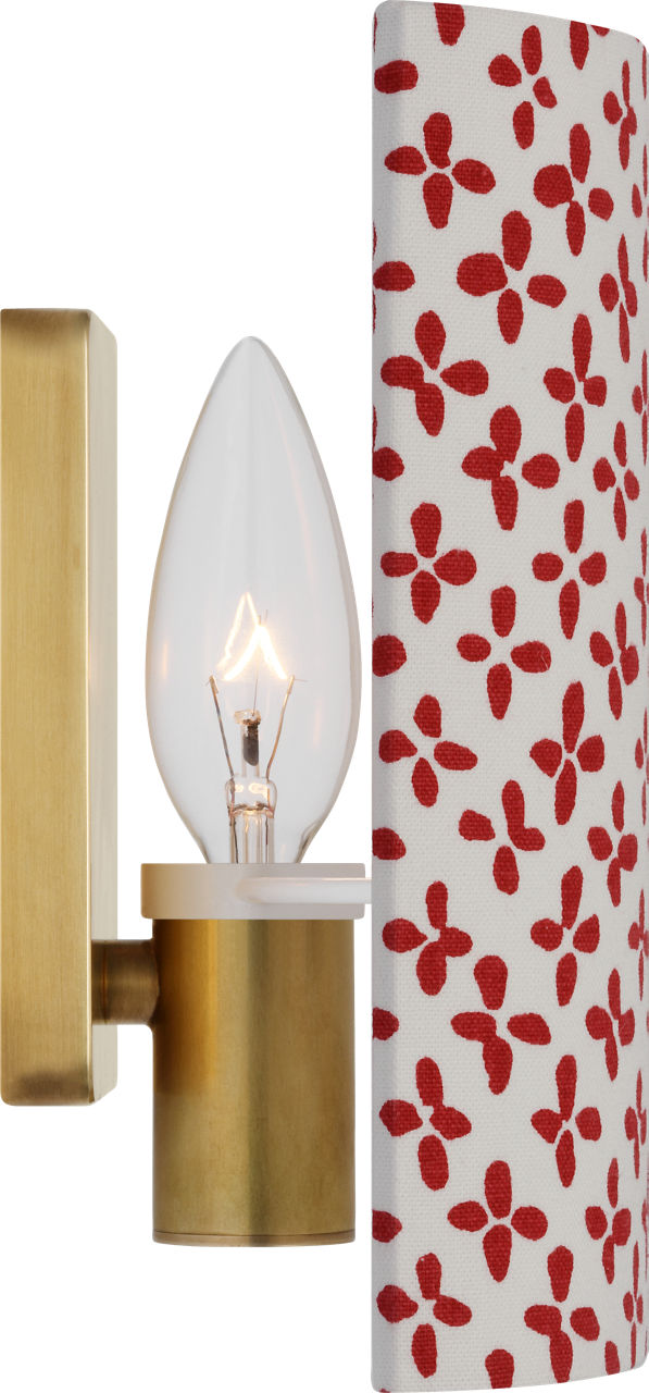 Maeve 8" Shield Sconce | Hand-Rubbed Antique Brass | Schumacher Red Emerson Shield