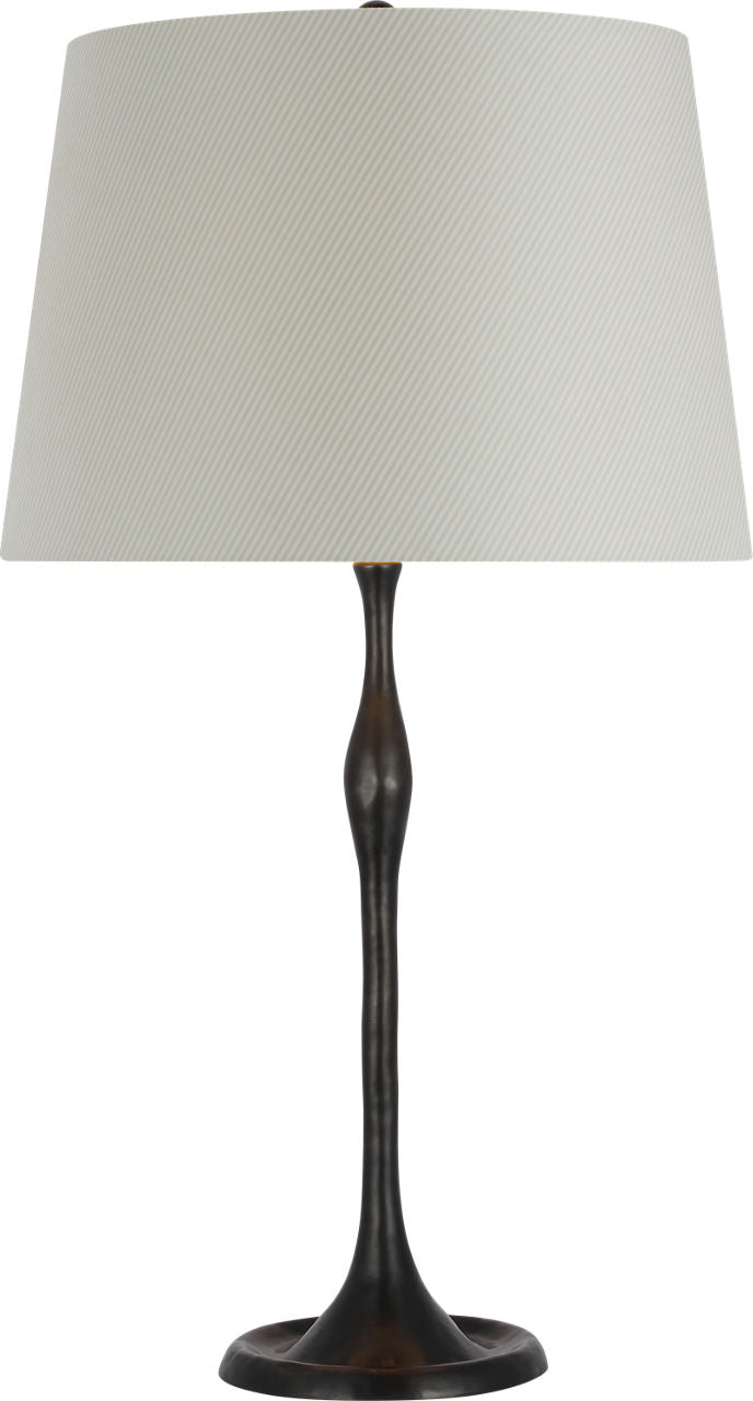 Romero Medium Table Lamp | Bronze | Schumacher 16" Blue Charee Stripe Empire Shade