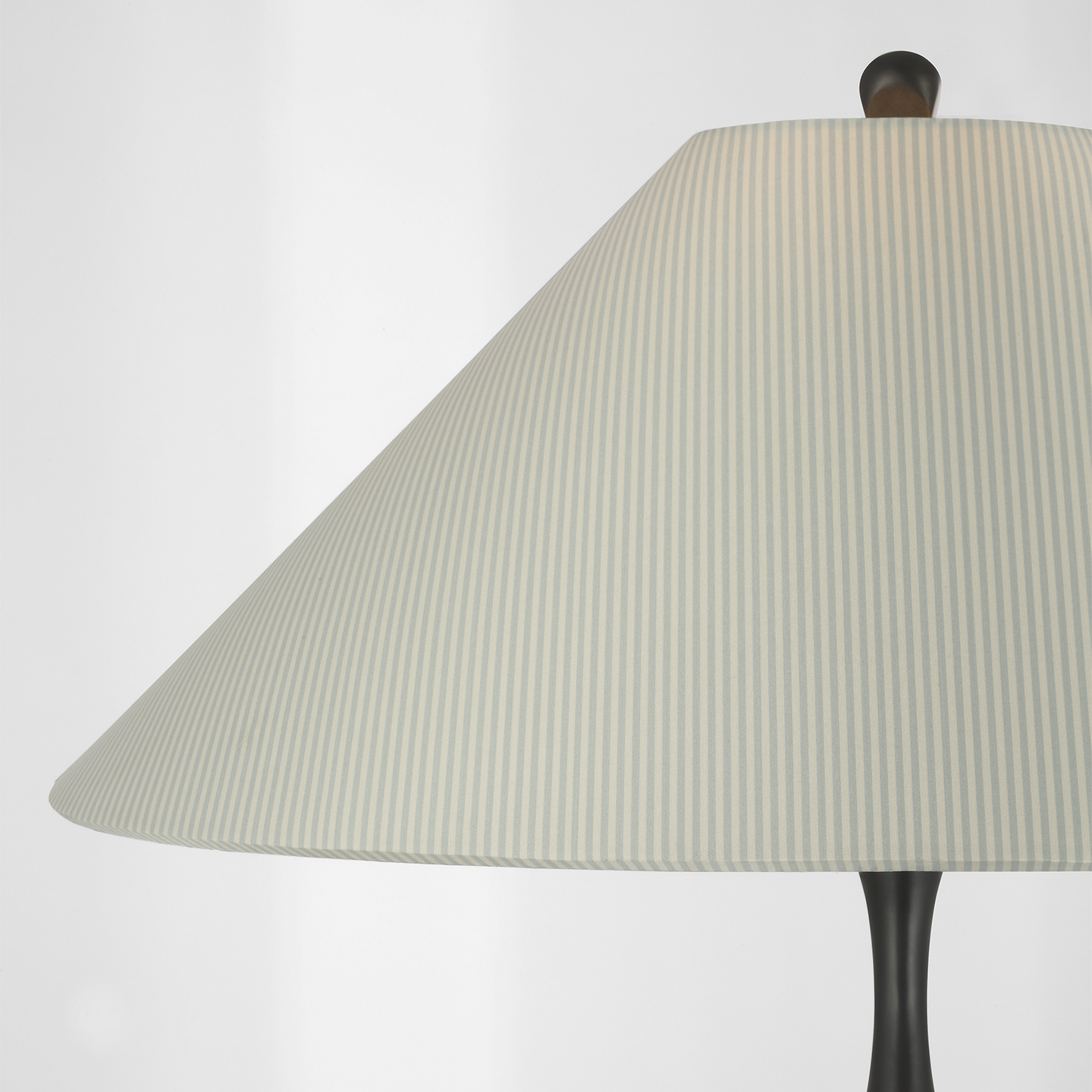 Romero Medium Table Lamp | Bronze | Schumacher 19" Blue Charee Stripe Flare Shade