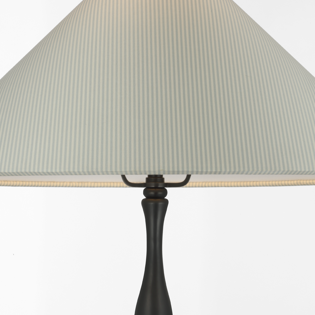 Romero Medium Table Lamp | Bronze | Schumacher 19" Blue Charee Stripe Flare Shade