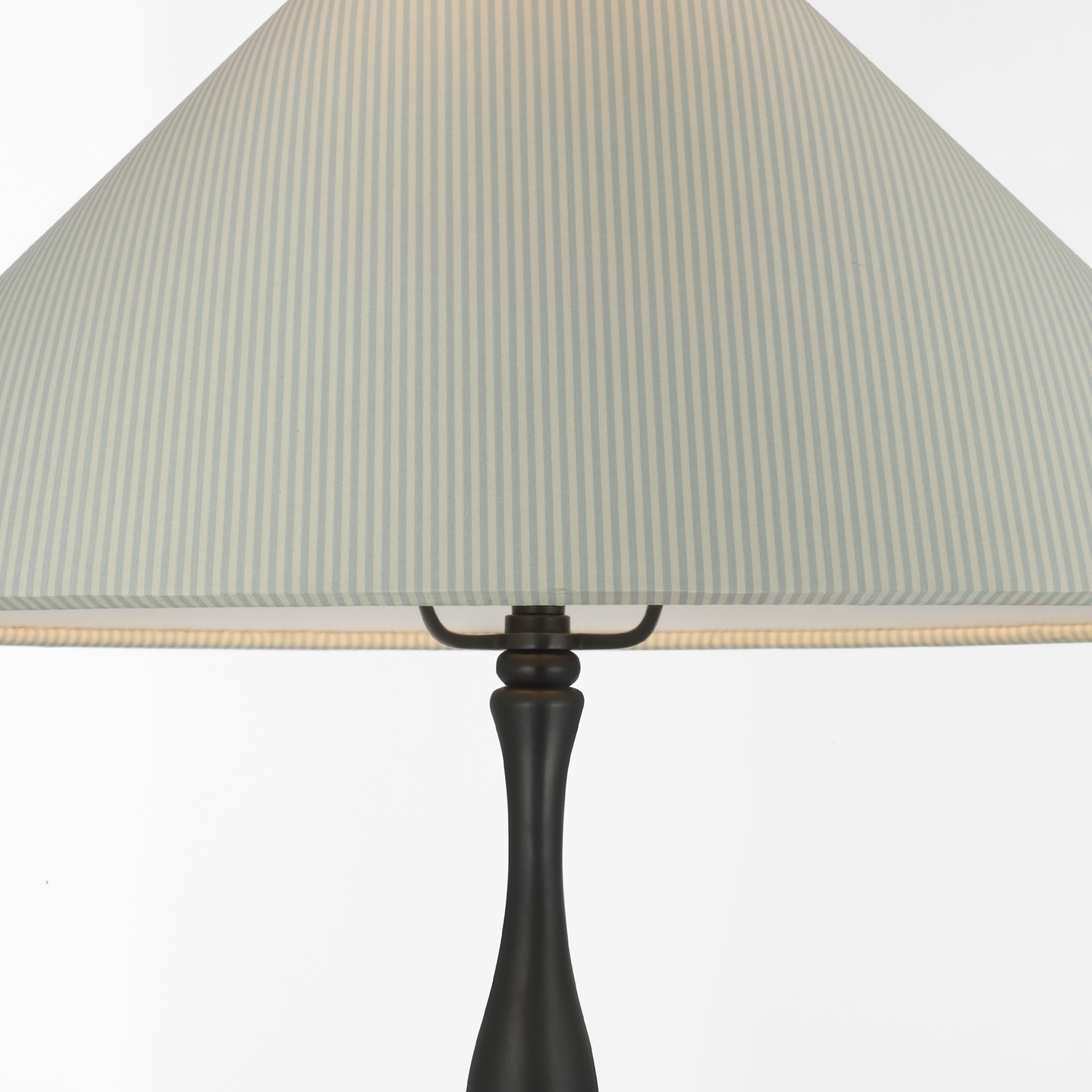 Romero Medium Table Lamp | Bronze | Schumacher 19" Blue Charee Stripe Flare Shade