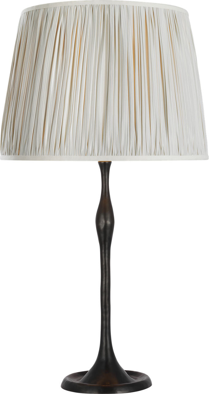 Romero Medium Table Lamp | Bronze | Schumacher 16" Blue Charee Stripe Pleated Empire Shade
