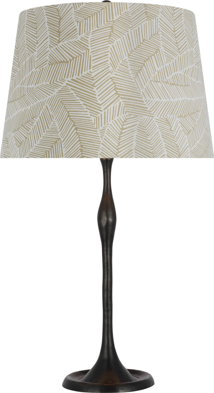 Romero Medium Table Lamp | Bronze | Schumacher 16" Taupe Abstract Leaf Empire Shade