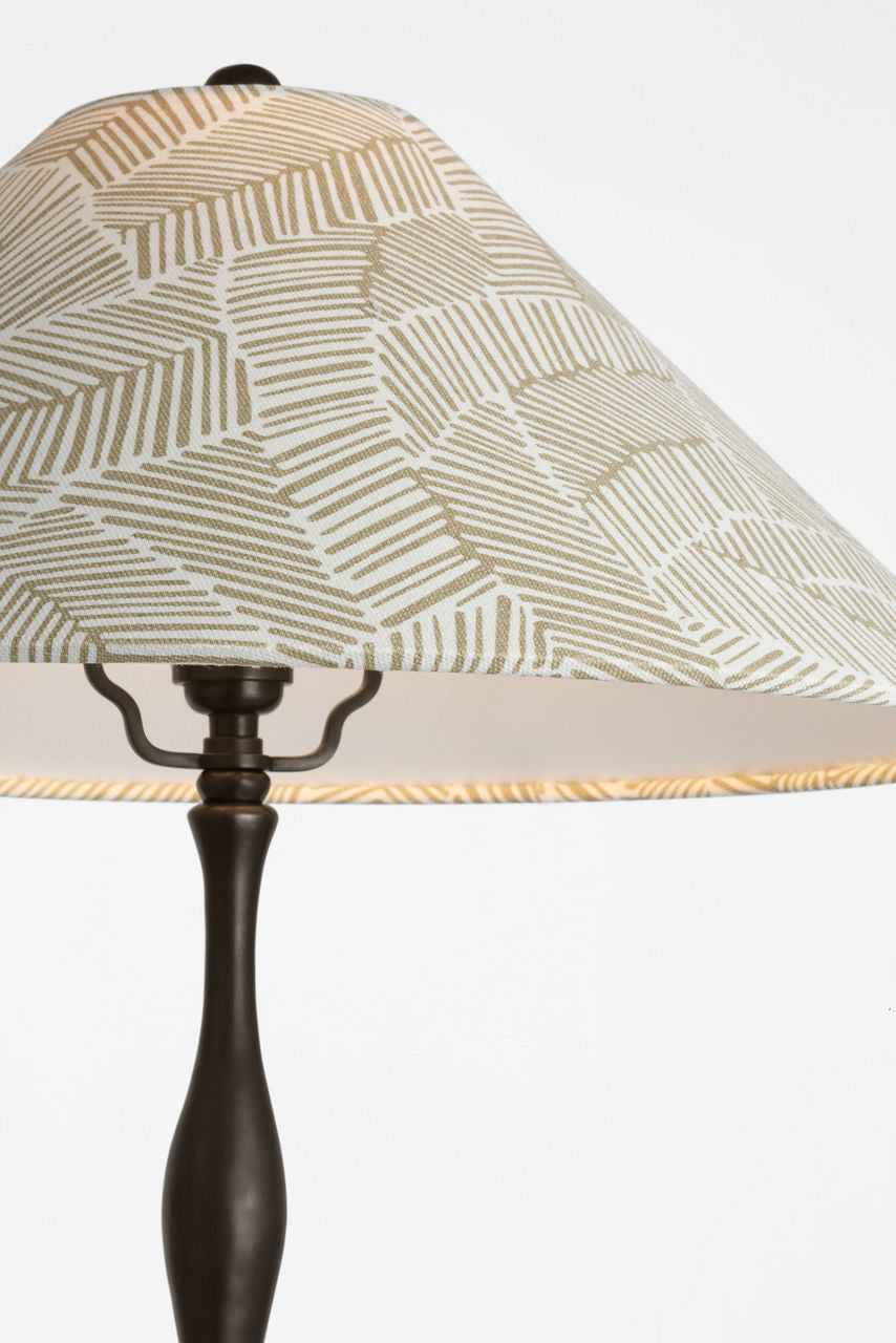 Romero Medium Table Lamp | Bronze | Schumacher 19" Taupe Abstract Leaf Flare Shade