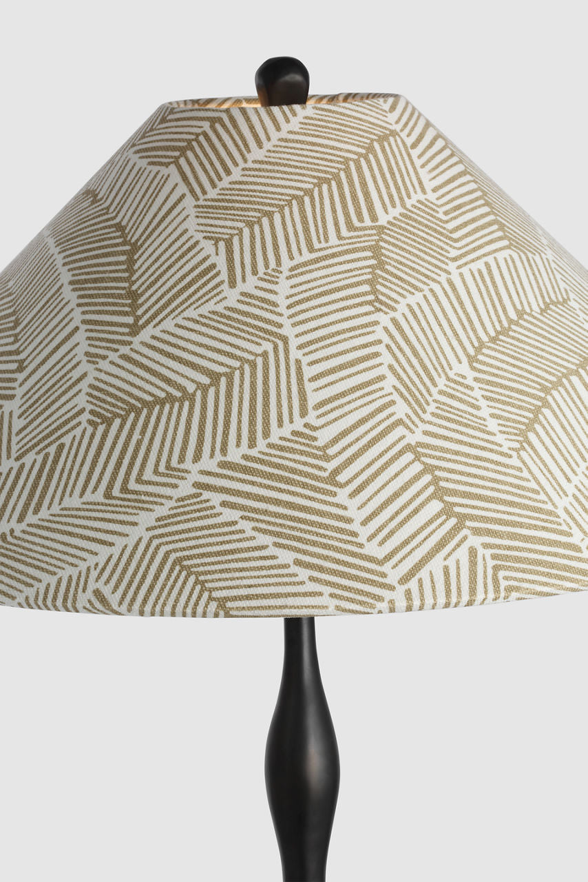 Romero Medium Table Lamp | Bronze | Schumacher 19" Taupe Abstract Leaf Flare Shade