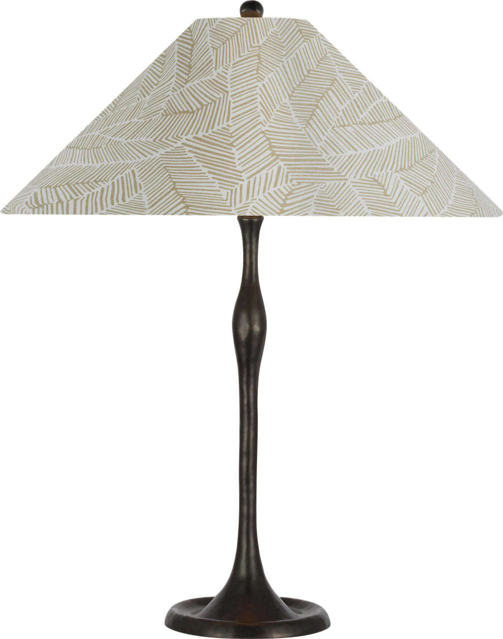 Romero Medium Table Lamp | Bronze | Schumacher 19" Taupe Abstract Leaf Flare Shade
