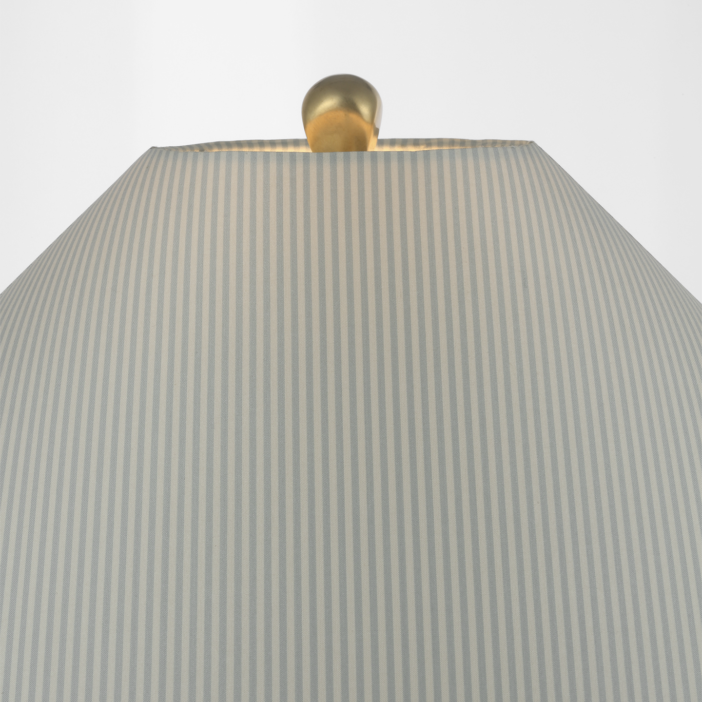 Romero Medium Table Lamp | Hand-Rubbed Antique Brass | Schumacher 19" Blue Charee Stripe Flare Shade