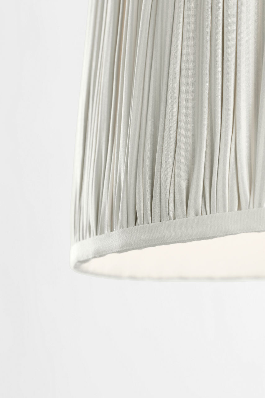 Romero Medium Table Lamp | Hand-Rubbed Antique Brass | Schumacher 16" Blue Charee Stripe Pleated Empire Shade