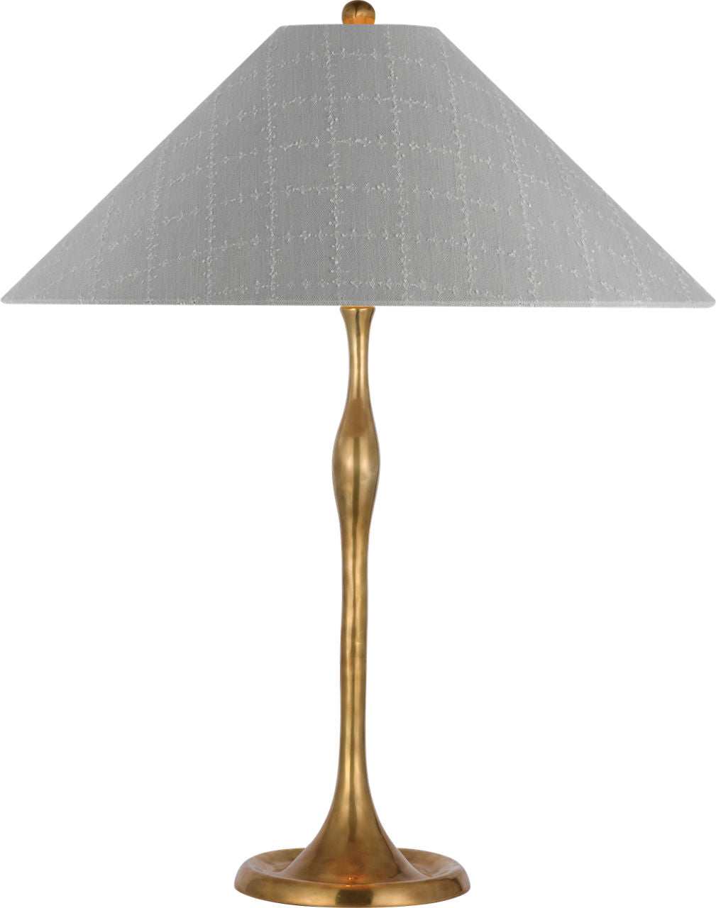 Romero Medium Table Lamp | Hand-Rubbed Antique Brass | Schumacher 19" Sky Elin Check Flare Shade