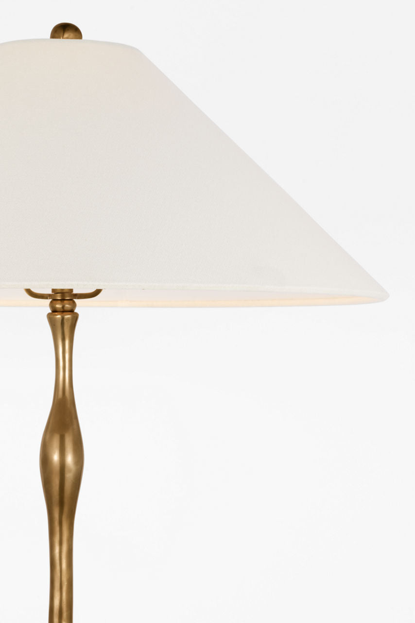 Romero Medium Table Lamp | Hand-Rubbed Antique Brass | 19" Linen Flare Shade