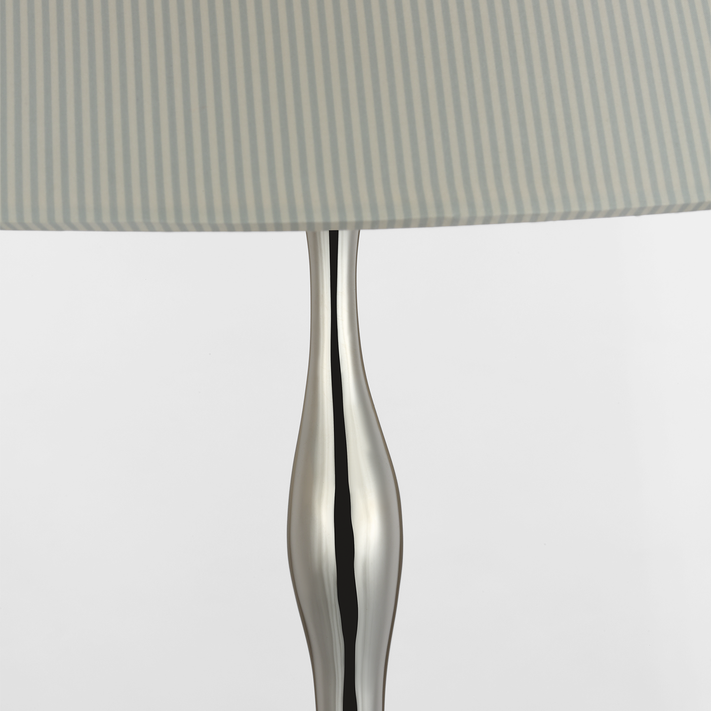 Romero Medium Table Lamp | Polished Nickel | Schumacher 19" Blue Charee Stripe Flare Shade