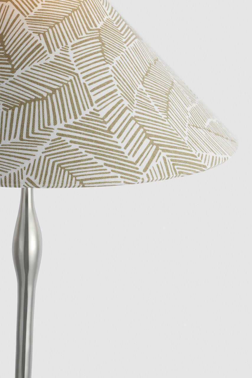 Romero Medium Table Lamp | Polished Nickel | Schumacher 19" Taupe Abstract Leaf Flare Shade