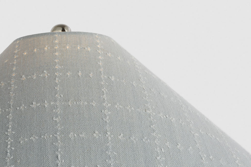 Romero Medium Table Lamp | Polished Nickel | Schumacher 19" Sky Elin Check Flare Shade