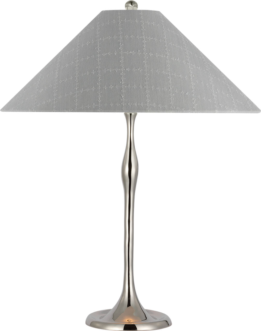 Romero Medium Table Lamp | Polished Nickel | Schumacher 19" Sky Elin Check Flare Shade