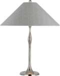 Romero Medium Table Lamp | Polished Nickel | Schumacher 19" Sky Elin Check Flare Shade