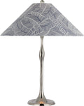 Romero Medium Table Lamp | Polished Nickel | Schumacher 19" Navy Abstract Leaf Flare Shade