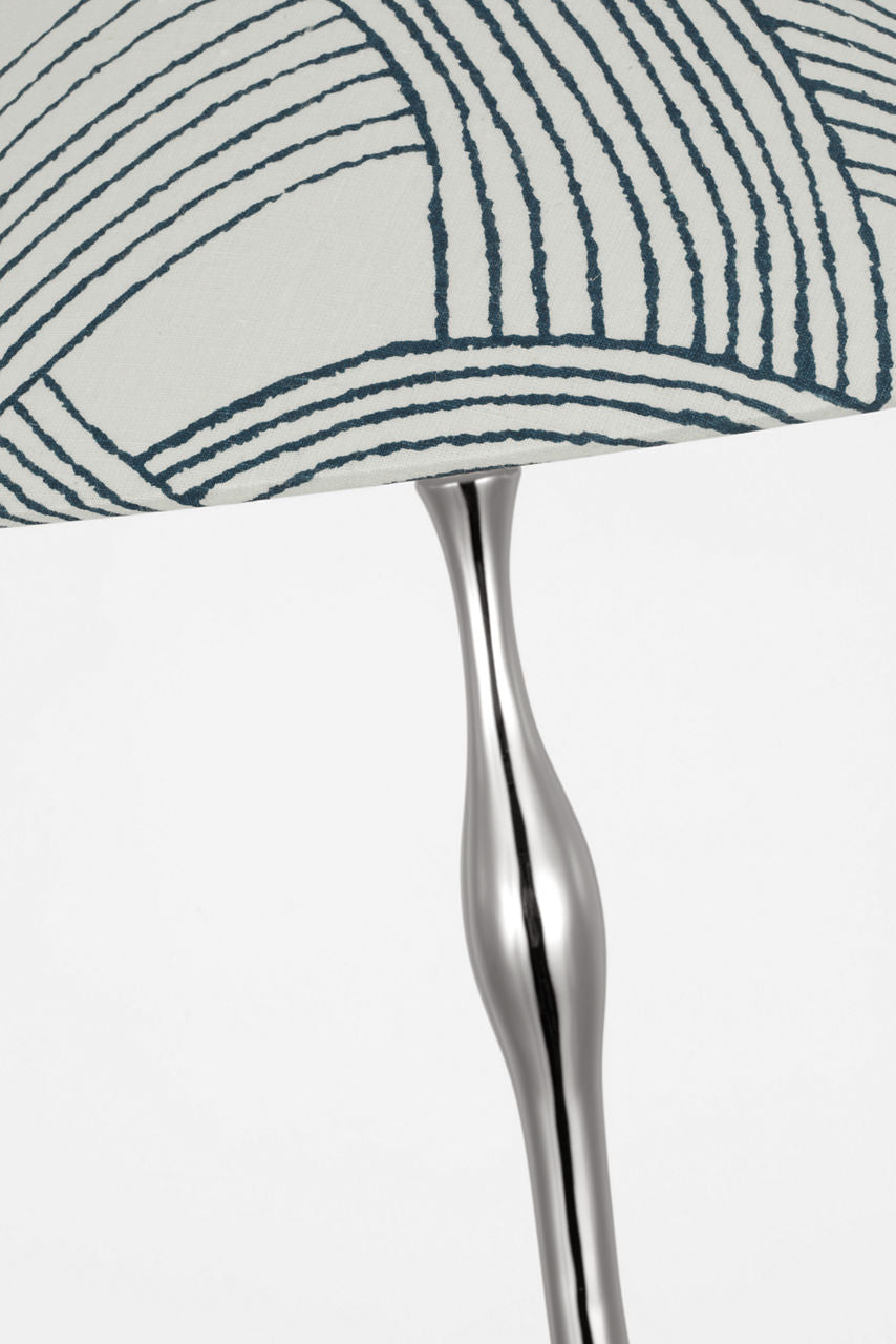 Romero Medium Table Lamp | Polished Nickel | Schumacher 19" Blue Freeform Flare Shade