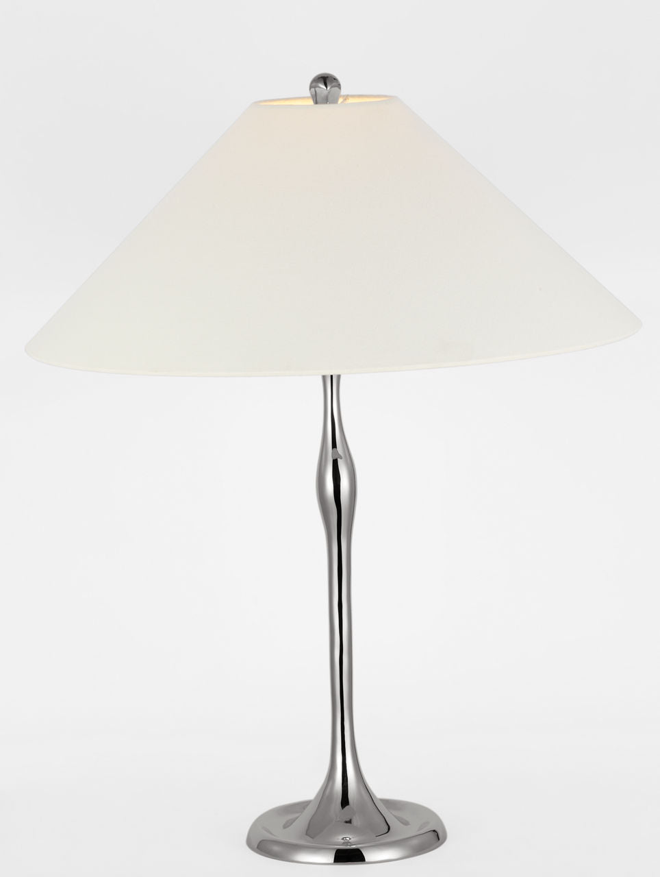 Romero Medium Table Lamp | Polished Nickel | 19" Linen Flare Shade
